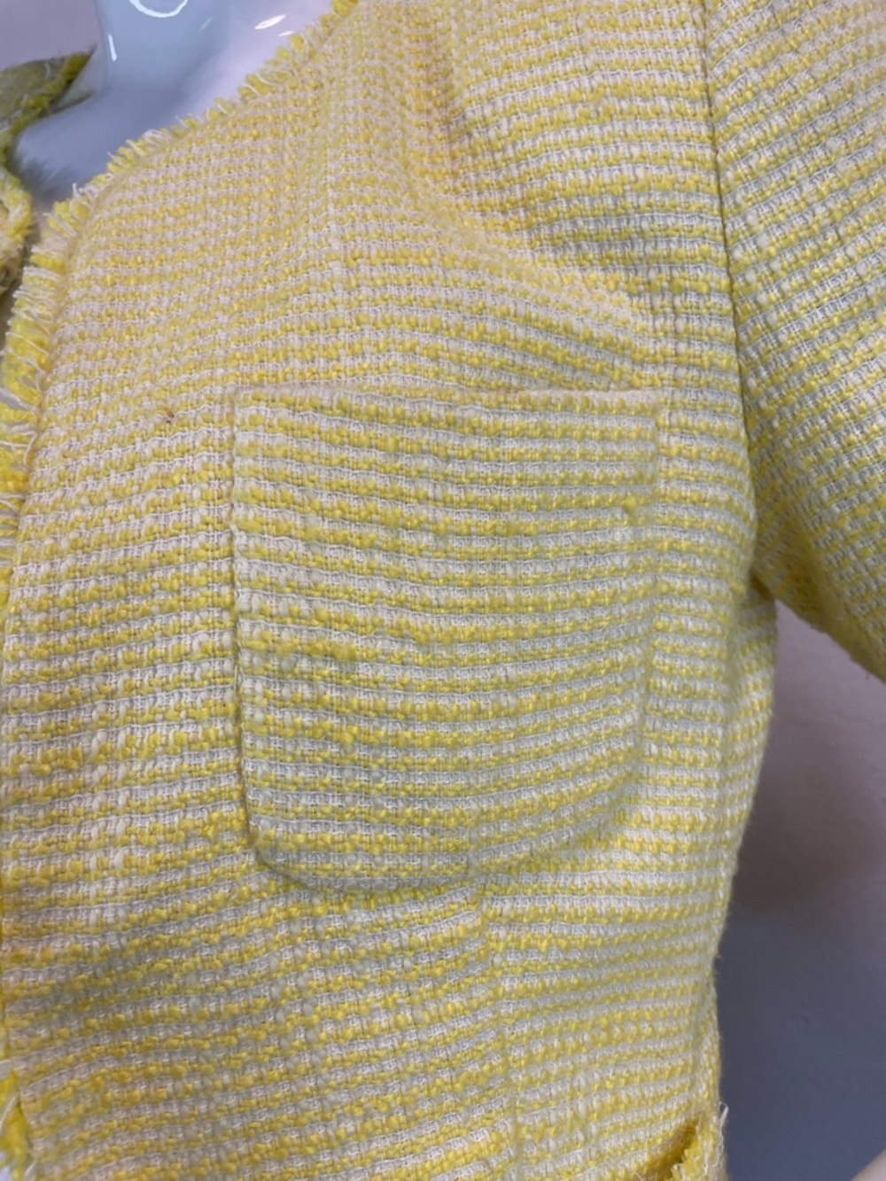 Banana Republic Lemon Yellow Tweed Pocket Blazer - Picture 4 of 10